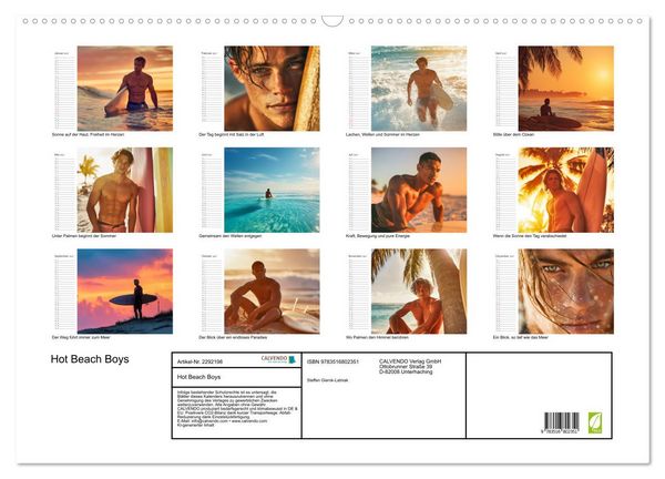 Produktbild: Hot Beach Boys (Wandkalender 2027 DIN A2 quer), CALVENDO Monatskalender