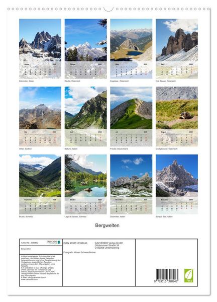 Produktbild: Bergwelten (hochwertiger Premium Wandkalender 2026 DIN A2 hoch), Kunstdruck in Hochglanz