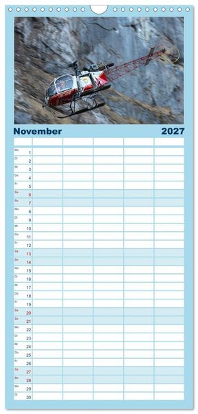 Produktbild: Familienplaner 2027 - Helikopter in der Luft mit 5 Spalten (Wandkalender, 21 x 45 cm) CALVENDO