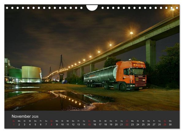 Produktbild: Hamburger Hafen bei Nacht (Wandkalender 2026 DIN A4 quer), CALVENDO Monatskalender