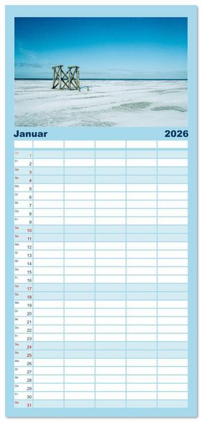 Produktbild: Familienplaner 2026 - Nordfriesland - weiter Horizont, faszinierende Natur, idyllische St&auml;dte mit 5 Spalten (Wandkalender, 21 x 45 cm) CALVENDO