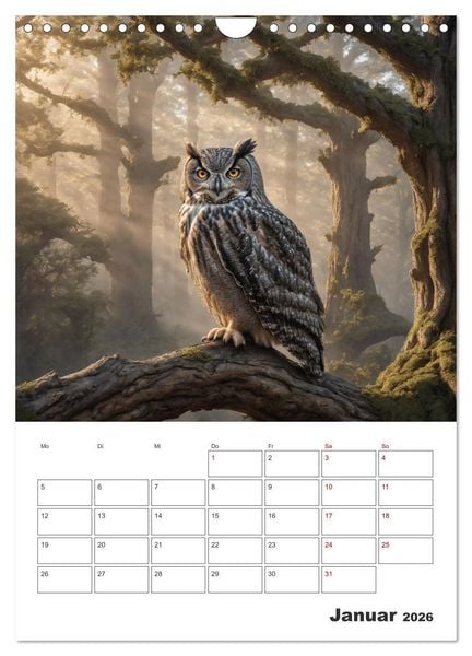 Produktbild: Eulen und K&auml;uze - Diese Wesen der Nacht (Wandkalender 2026 DIN A4 hoch), CALVENDO Monatskalender