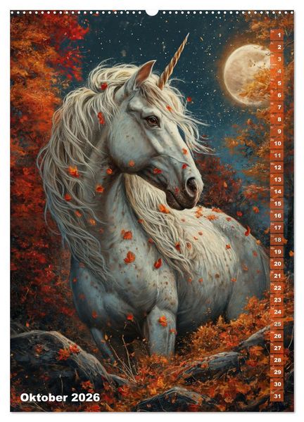 Produktbild: M&auml;rchenhafte Einhornreise - Ein Jahr voller Magie (hochwertiger Premium Wandkalender 2026 DIN A2 hoch), Kunstdruck in Hochglanz