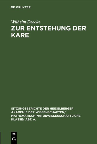 Produktbild: Zur Entstehung der Kare
