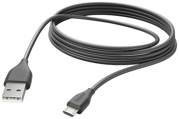 Hama USB-Ladekabel USB 2.0 USB-A Stecker, USB-Micro-B Stecker 3.00m Schwarz 00201588