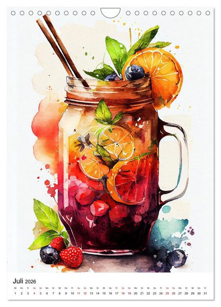 Produktbild: K&uuml;nstlerische Cocktails (Wandkalender 2026 DIN A4 hoch), CALVENDO Monatskalender