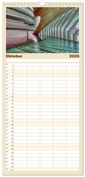 Produktbild: Familienplaner 2026 - Moderne Architektur in Valencia mit 5 Spalten (Wandkalender, 21 x 45 cm) CALVENDO