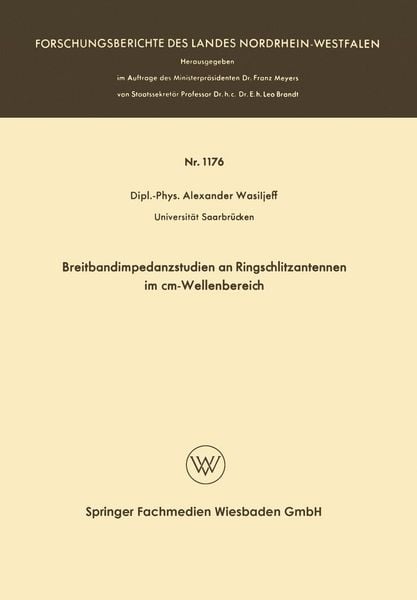 Produktbild: Breitbandimpedanzstudien an Ringschlitzantennen im cm-Wellenbereich