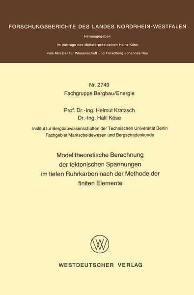 Produktbild: Modelltheoretische Berechnung der tektonischen Spannungen im tiefen Ruhrkarbon nach der Methode der finiten Elemente