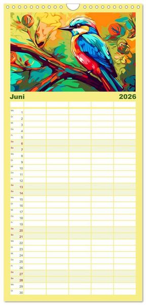 Produktbild: Familienplaner 2026 - Flieg und trag die Farben ins Licht mit 5 Spalten (Wandkalender, 21 x 45 cm) CALVENDO