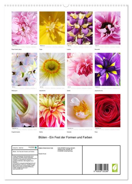Produktbild: Bl&uuml;ten - Ein Fest der Formen und Farben (hochwertiger Premium Wandkalender 2026 DIN A2 hoch), Kunstdruck in Hochglanz