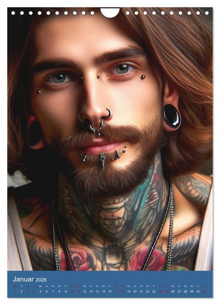 Produktbild: Tattoo und Piercing Men (Wandkalender 2026 DIN A4 hoch), CALVENDO Monatskalender