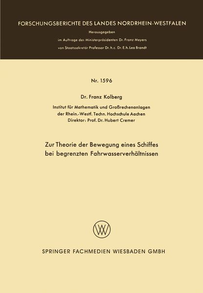 Produktbild: Zur Theorie der Bewegung eines Schiffes bei begrenzten Fahrwasserverh&auml;ltnissen