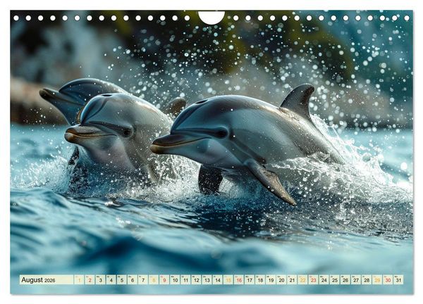 Produktbild: Delfine - schlaue J&auml;ger (Wandkalender 2026 DIN A4 quer), CALVENDO Monatskalender