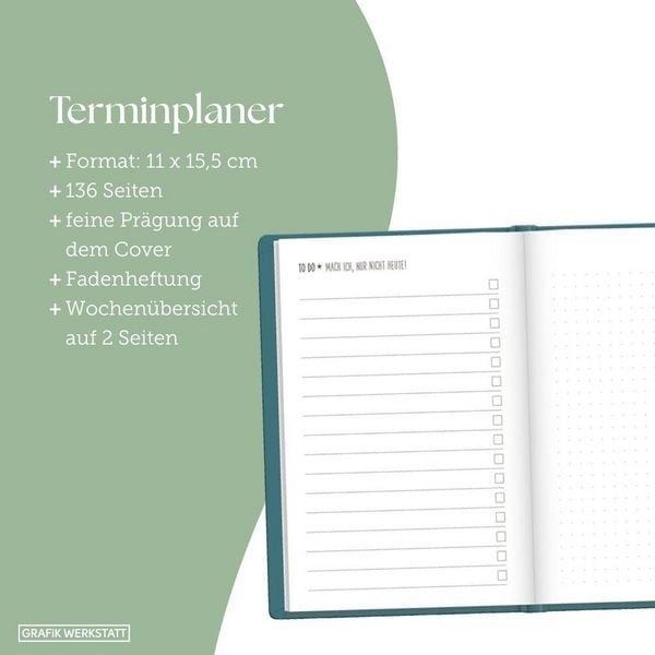Produktbild: Terminplaner Lederlook 2027 Petrol