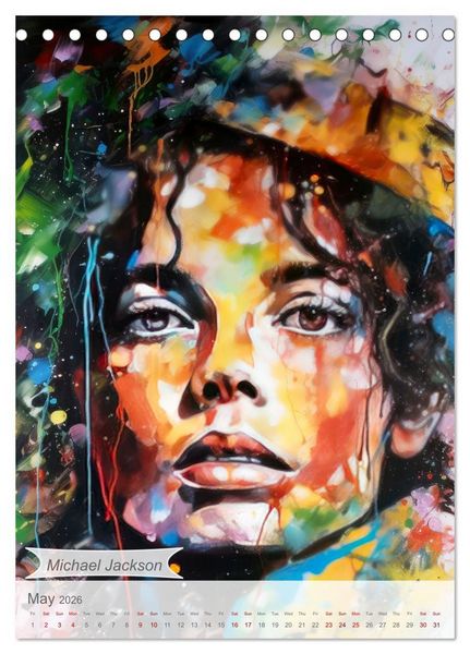 Produktbild: Music legends in magic art (Desk Calendar 2026 DIN A5 portrait), CALVENDO 12 Month DeskCalendar