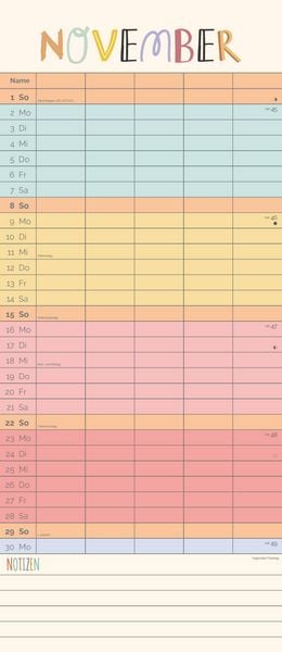 Produktbild: Unser buntes Jahr 2026 Familienplaner - Terminkalender - Familienkalender - 19,5x45