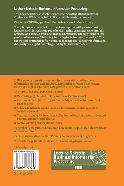 Produktbild: Digital Economy. Emerging Technologies and Business Innovation