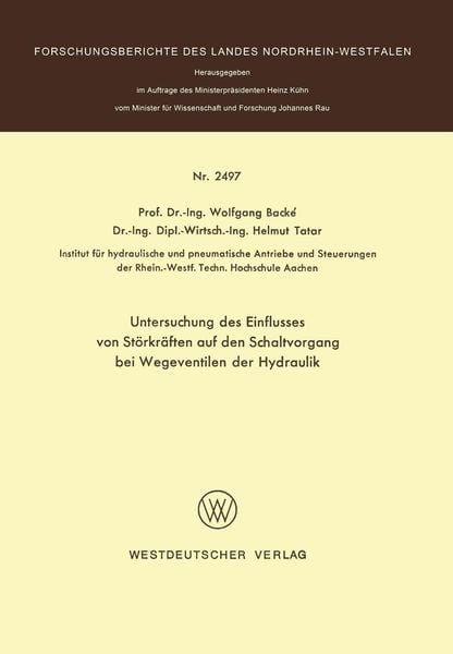 Produktbild: Untersuchung des Einflusses von St&ouml;rkr&auml;ften auf den Schaltvorgang bei Wegeventilen der Hydraulik