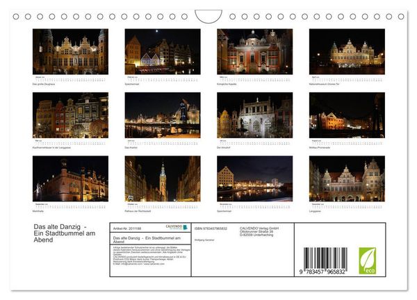 Produktbild: Das alte Danzig - Ein Stadtbummel am Abend (Wandkalender 2026 DIN A4 quer), CALVENDO Monatskalender