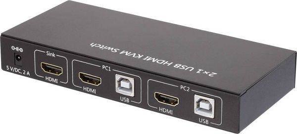 Produktbild: SpeaKa Professional 2 Port KVM-Umschalter HDMI USB 1920 x 1080 Pixel, 3840 x 2160 Pixel