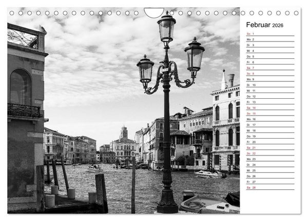 Produktbild: Venedig schwarz-wei&szlig; (Wandkalender 2026 DIN A4 quer), CALVENDO Monatskalender