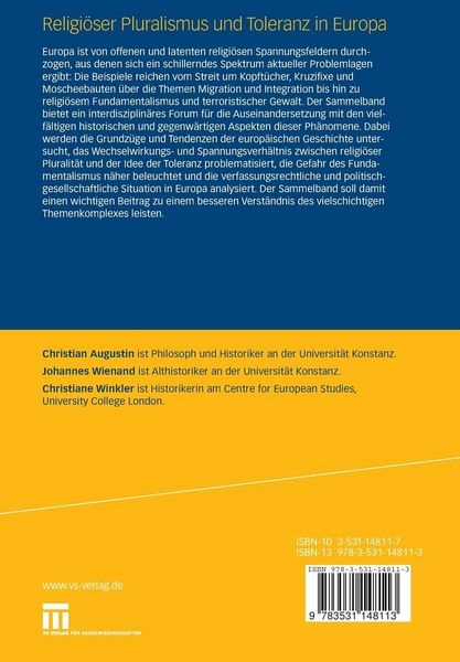 Produktbild: Religi&ouml;ser Pluralismus und Toleranz in Europa