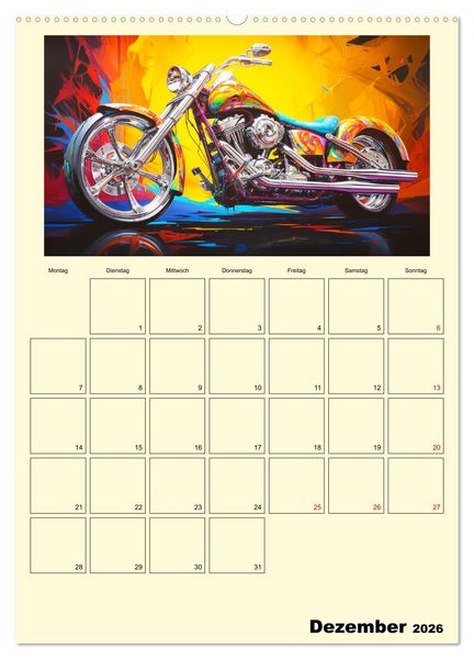 Produktbild: Custom Motorcycle Paintings (Wandkalender 2026 DIN A2 hoch), CALVENDO Monatskalender