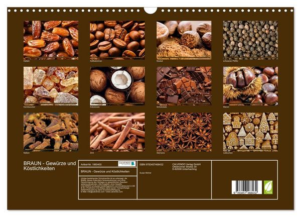 Produktbild: BRAUN - Gew&uuml;rze und K&ouml;stlichkeiten (Wandkalender 2026 DIN A3 quer), CALVENDO Monatskalender