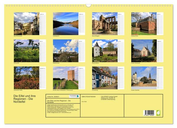 Produktbild: Die Eifel und ihre Regionen - Die Nordeifel (Wandkalender 2026 DIN A2 quer), CALVENDO Monatskalender
