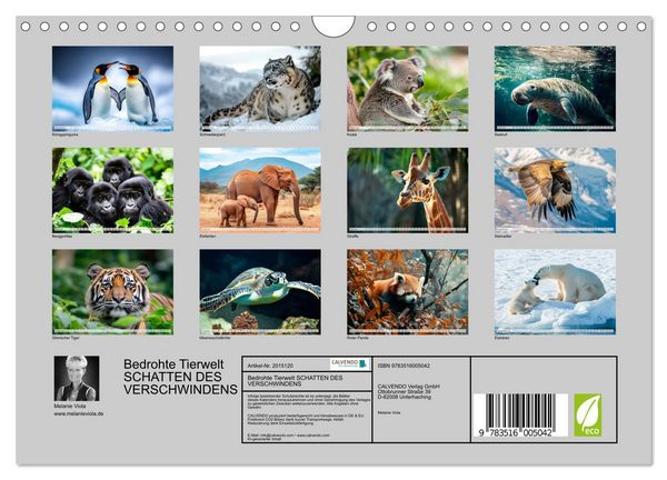 Produktbild: Bedrohte Tierwelt SCHATTEN DES VERSCHWINDENS (Wandkalender 2026 DIN A4 quer), CALVENDO Monatskalender