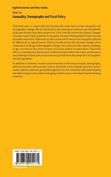Produktbild: Inequality, Demography and Fiscal Policy
