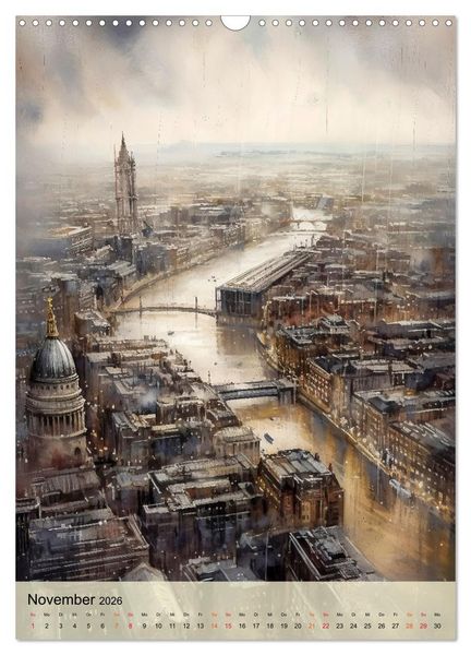 Produktbild: London - ein Regentag (Wandkalender 2026 DIN A3 hoch), CALVENDO Monatskalender