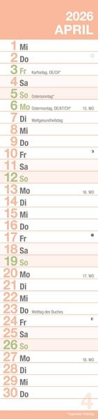 Produktbild: GROSSDRUCK Streifenplaner XL 2026 - Streifenkalender - Wandplaner - Küchen-Kalender - 15x64
