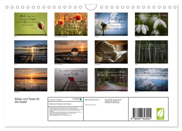 Produktbild: Bilder und Texte f&uuml;r die Seele (Wandkalender 2026 DIN A4 quer), CALVENDO Monatskalender