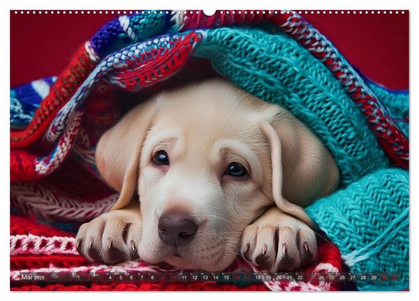 Produktbild: Welpen im Kuschelmodus - Herzerw&auml;rmende kleine Labrador Retriever (Wandkalender 2026 DIN A2 quer), CALVENDO Monatskalender