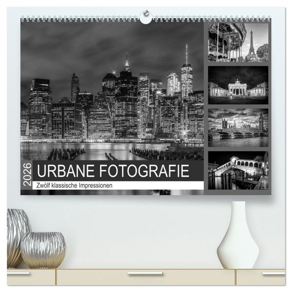 Produktbild: URBANE FOTOGRAFIE Zw&ouml;lf klassische Impressionen (hochwertiger Premium Wandkalender 2026 DIN A2 quer), Kunstdruck in Hochglanz