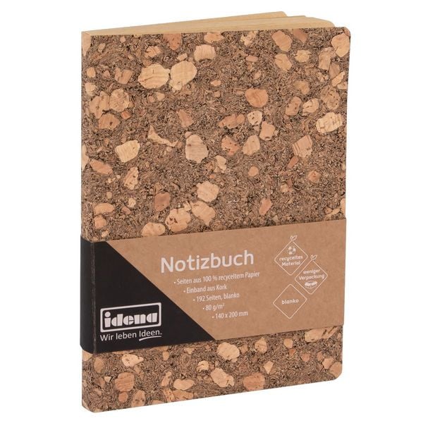 Produktbild: Idena Notizbuch Kork 80g/m&sup2; blanko braun 14x20cm