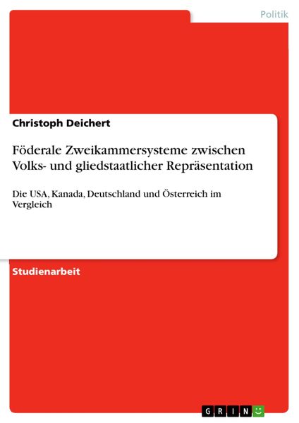 Produktbild: F&ouml;derale Zweikammersysteme zwischen Volks- und gliedstaatlicher Repr&auml;sentation