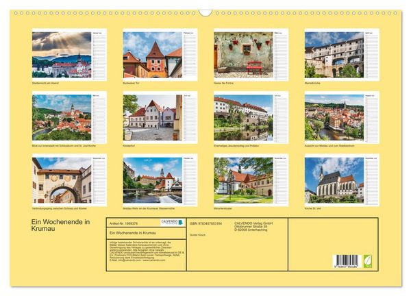 Produktbild: Ein Wochenende in Krumau (Wandkalender 2026 DIN A2 quer), CALVENDO Monatskalender