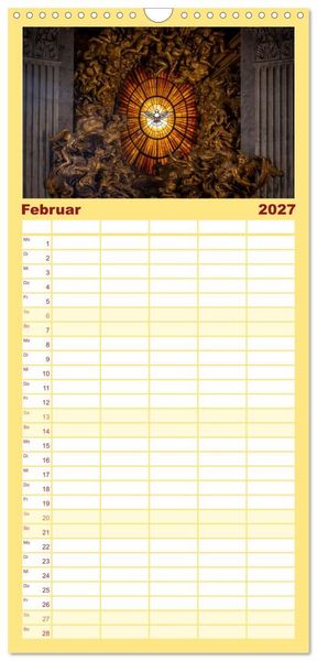 Produktbild: Familienplaner 2027 - San Pietro - Petersplatz und Petersdom mit 5 Spalten (Wandkalender, 21 x 45 cm) CALVENDO