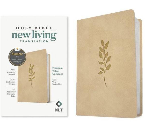 NLT Premium Value Compact Bible, Filament Enabled (Leatherlike, Ivory Vine), Gebundene Ausgabe von New Living Translation, Tyndale House Publishers