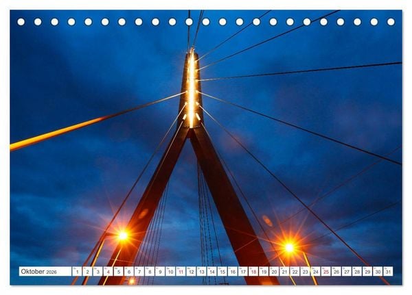 Produktbild: HALLE SAALE BEI NACHT (Tischkalender 2026 DIN A5 quer), CALVENDO Monatskalender