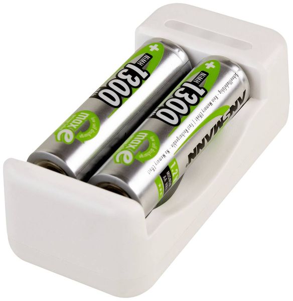 Ansmann Basic II + 2× AA 1300mAh Rundzellen-Ladegerät NiMH Micro (AAA), Mignon (AA)