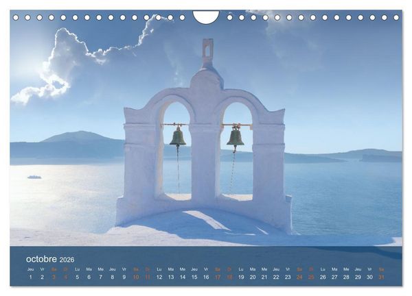 Produktbild: Santorin - La Magie des Cyclades (Calendrier mural 2026 DIN A4 vertical), CALVENDO calendrier mensuel