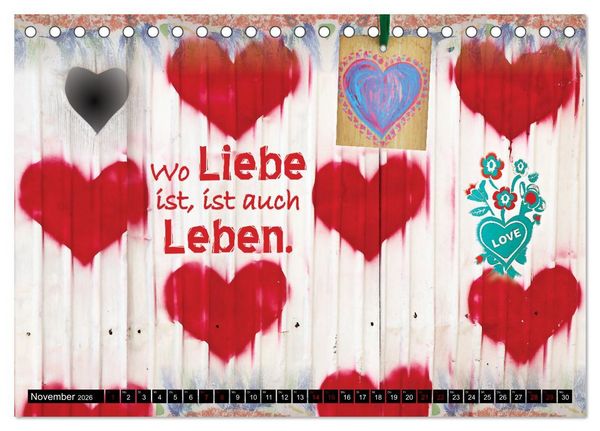 Produktbild: Herzig Liebesbotschaften (Tischkalender 2026 DIN A5 quer), CALVENDO Monatskalender