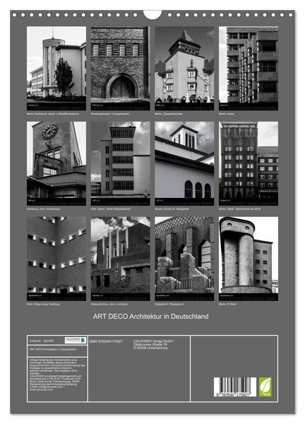 Produktbild: ART DECO Architektur in Deutschland (Wandkalender 2027 DIN A3 hoch), CALVENDO Monatskalender