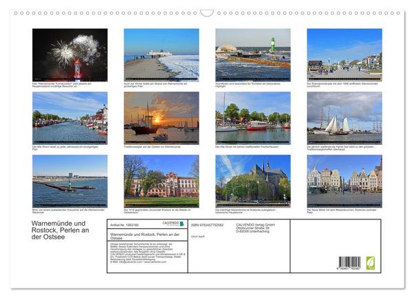 Produktbild: Warnem&uuml;nde und Rostock, Perlen an der Ostsee (Wandkalender 2026 DIN A2 quer), CALVENDO Monatskalender