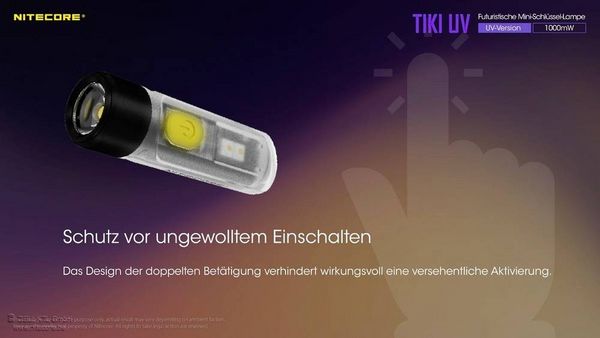 Produktbild: NiteCore TIKI UV NC-TIKIUV LED, UV-LED Taschenlampe akkubetrieben 70lm 12g