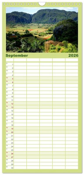 Produktbild: Familienplaner 2026 - Kuba &bull; Impressionen mit 5 Spalten (Wandkalender, 21 x 45 cm) CALVENDO